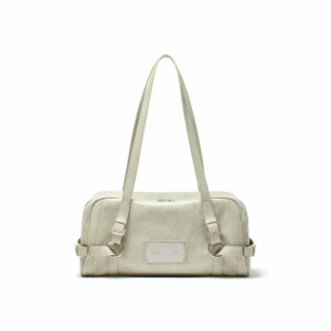 BIKER DETAIL MEDIUM SHOULDER BAG IN LIGHT GREY