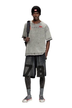Jersey and mesh shorts with faded effect