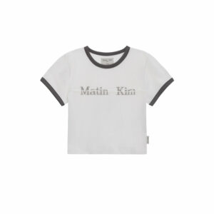 CUTTED LOGO RINGER CROP TOP IN WHITE