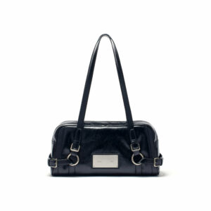 BIKER DETAIL MEDIUM SHOULDER BAG IN BLACK