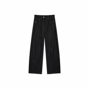 DENIM LIKE STRIPE WIDE PANTS IN CHARCOAL